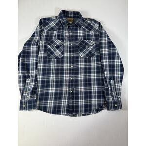 Roebuck & Co. Pearl Snap Shirt Men's Medium Long Sleeve Multicolor Plaid Cotton